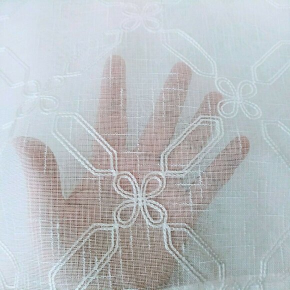 Designer Collection 2 Pk Elite Curtain Panels White Embroidered 38x84 Ea - Picture 2 of 7